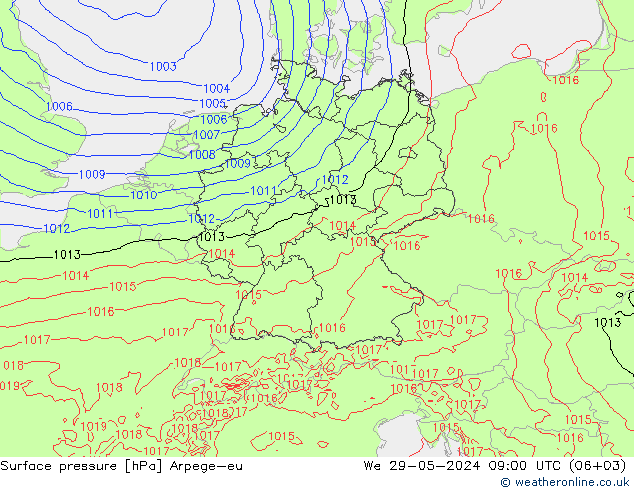 pression de l'air Arpege-eu mer 29.05.2024 09 UTC