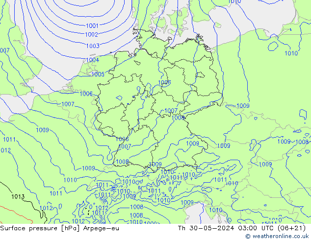 Surface pressure Arpege-eu Th 30.05.2024 03 UTC