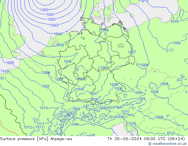 Bodendruck Arpege-eu Do 30.05.2024 06 UTC