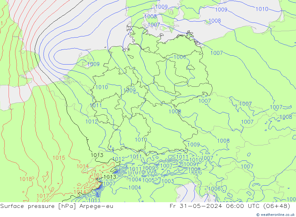 Yer basıncı Arpege-eu Cu 31.05.2024 06 UTC