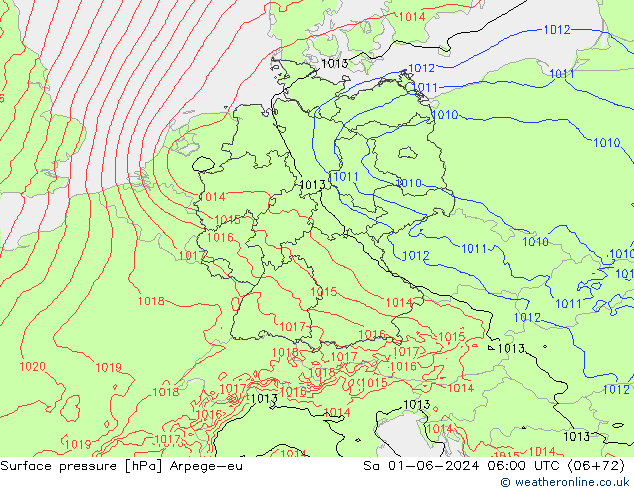 приземное давление Arpege-eu сб 01.06.2024 06 UTC