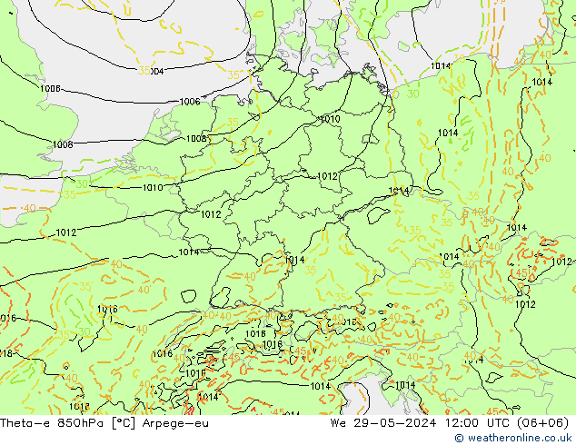 Theta-e 850hPa Arpege-eu  29.05.2024 12 UTC