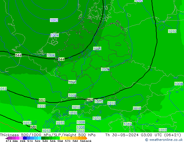 Thck 500-1000hPa Arpege-eu 星期四 30.05.2024 03 UTC