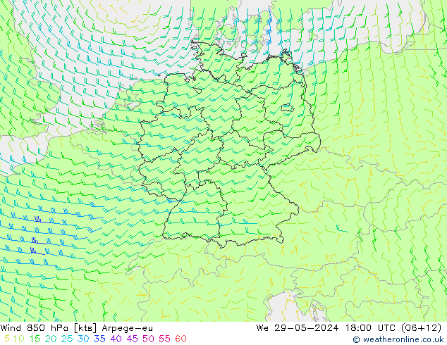 Rüzgar 850 hPa Arpege-eu Çar 29.05.2024 18 UTC