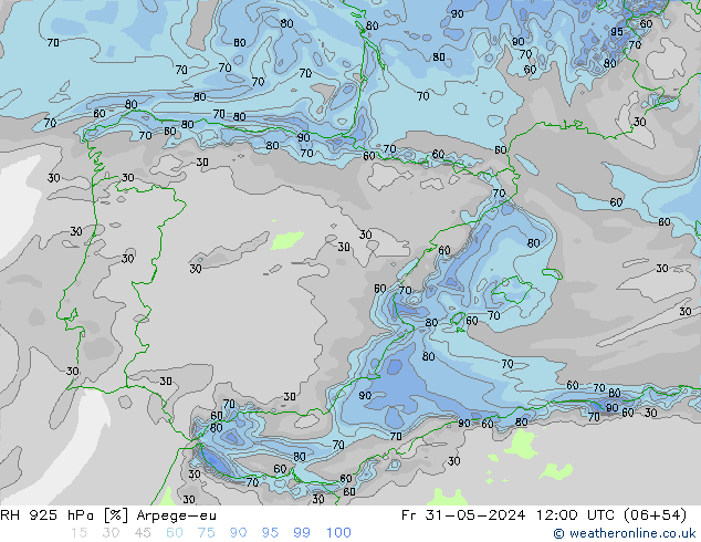 925 hPa Nispi Nem Arpege-eu Cu 31.05.2024 12 UTC