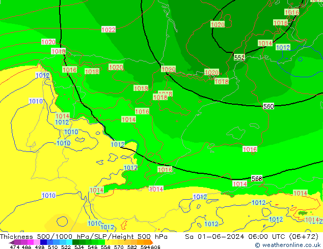 Thck 500-1000hPa Arpege-eu So 01.06.2024 06 UTC