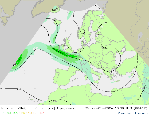Jet stream/Height 300 hPa Arpege-eu We 29.05.2024 18 UTC