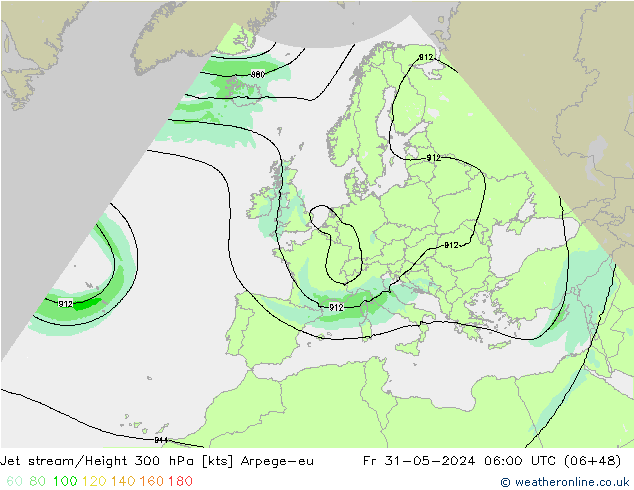 Jet stream/Height 300 hPa Arpege-eu Fr 31.05.2024 06 UTC