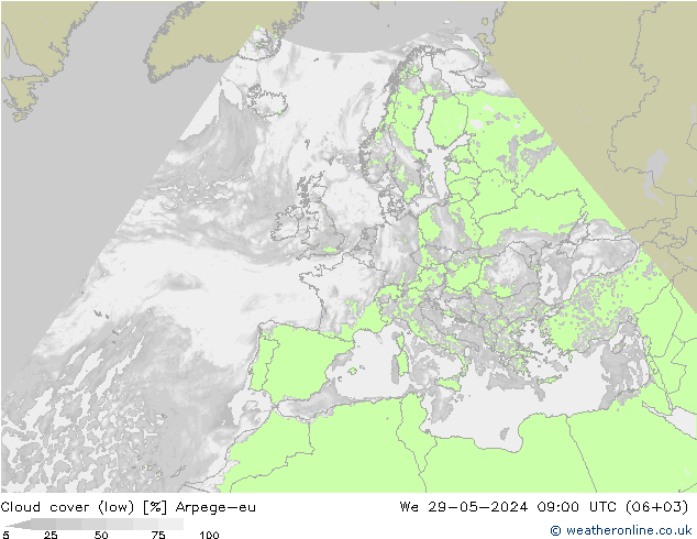 nízká oblaka Arpege-eu St 29.05.2024 09 UTC