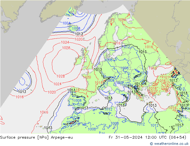 Surface pressure Arpege-eu Fr 31.05.2024 12 UTC