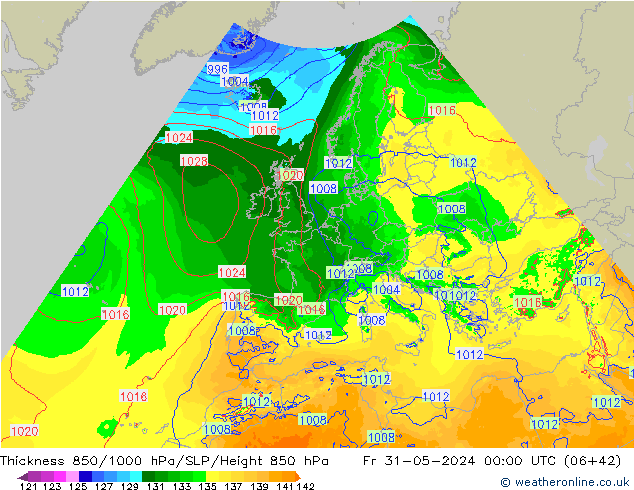 Thck 850-1000 hPa Arpege-eu Fr 31.05.2024 00 UTC