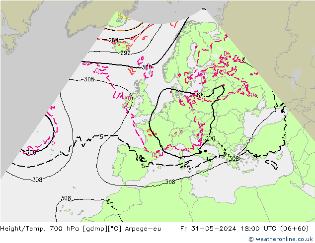 Height/Temp. 700 hPa Arpege-eu Fr 31.05.2024 18 UTC