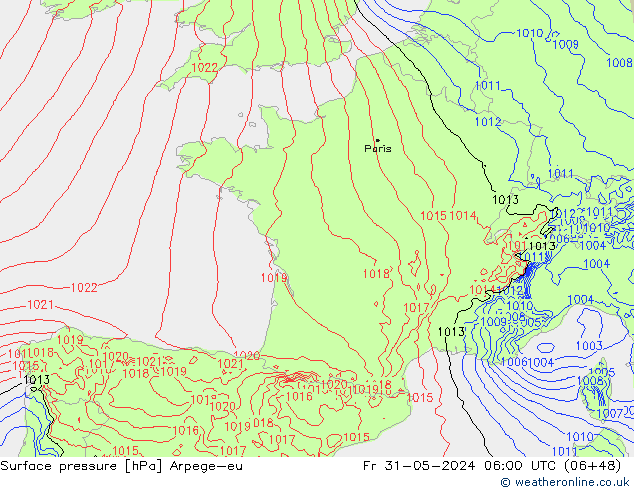 Bodendruck Arpege-eu Fr 31.05.2024 06 UTC