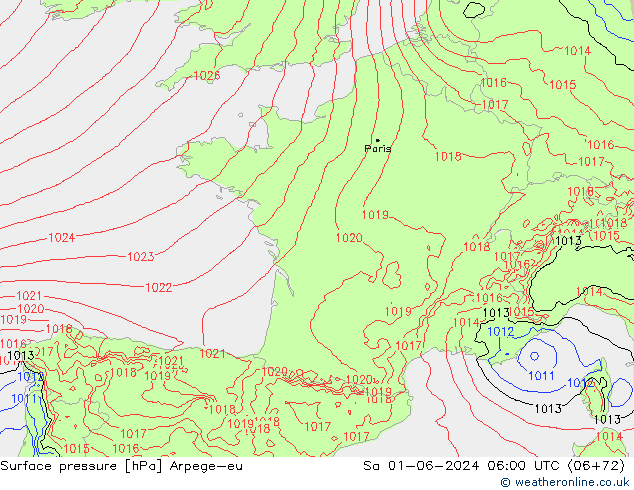 Yer basıncı Arpege-eu Cts 01.06.2024 06 UTC