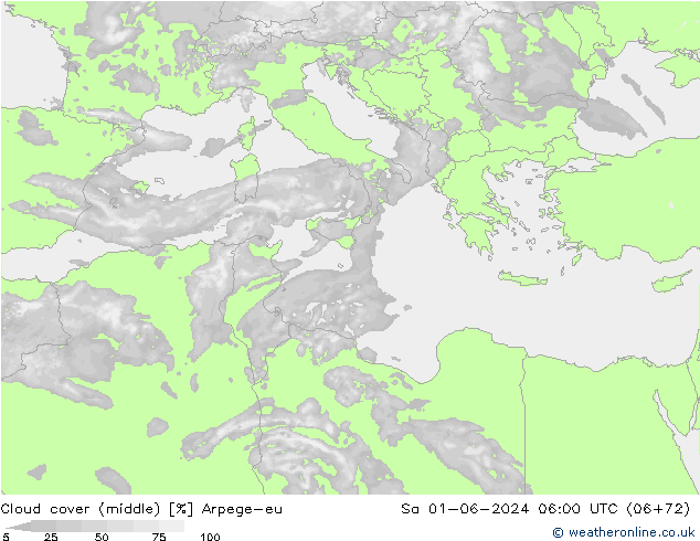 Nubes medias Arpege-eu sáb 01.06.2024 06 UTC