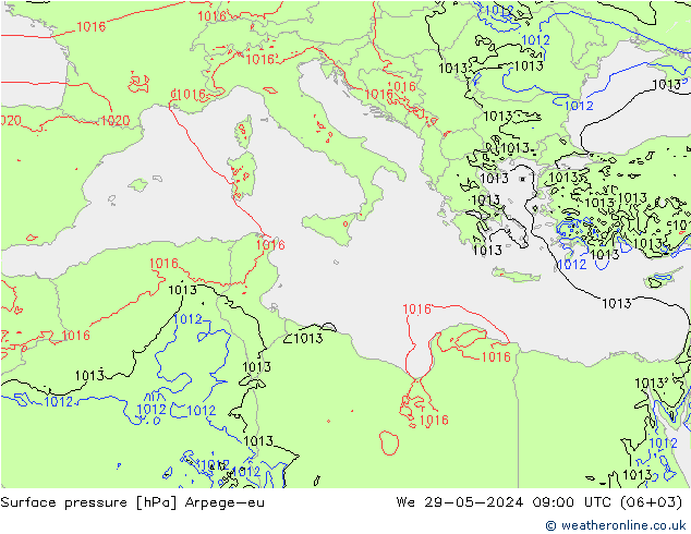 Surface pressure Arpege-eu We 29.05.2024 09 UTC