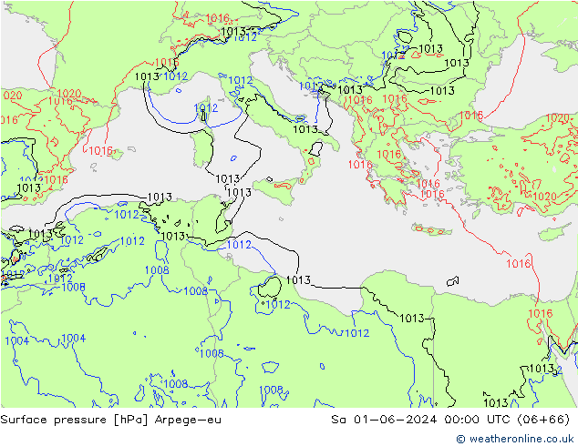 Surface pressure Arpege-eu Sa 01.06.2024 00 UTC