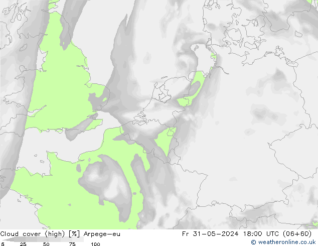 Cloud cover (high) Arpege-eu Fr 31.05.2024 18 UTC