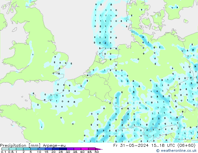 Srážky Arpege-eu Pá 31.05.2024 18 UTC