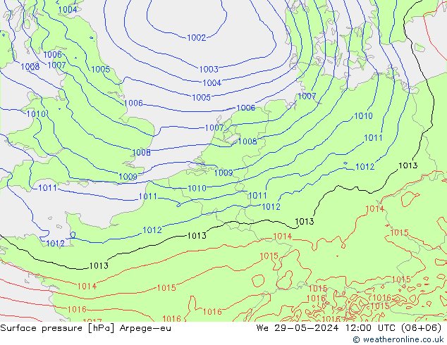 地面气压 Arpege-eu 星期三 29.05.2024 12 UTC