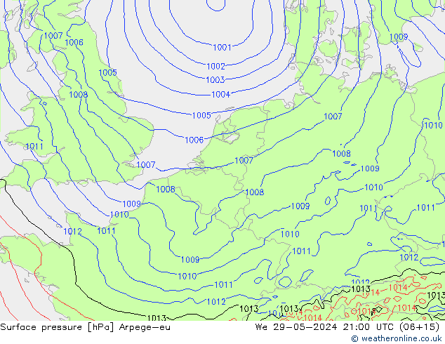 Luchtdruk (Grond) Arpege-eu wo 29.05.2024 21 UTC