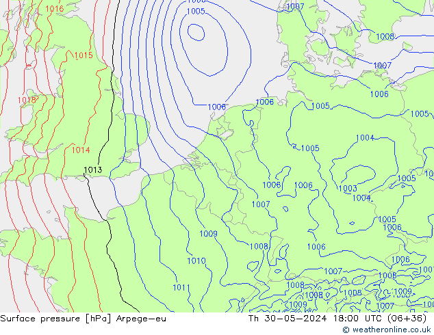 Bodendruck Arpege-eu Do 30.05.2024 18 UTC