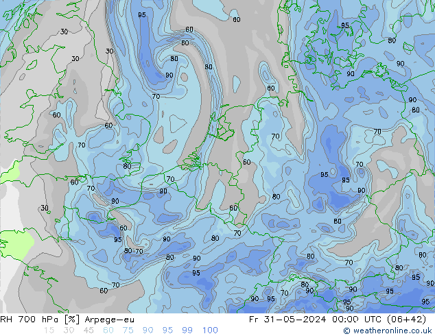 RV 700 hPa Arpege-eu vr 31.05.2024 00 UTC