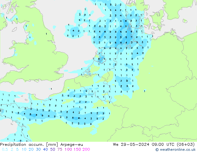 Precipitación acum. Arpege-eu mié 29.05.2024 09 UTC