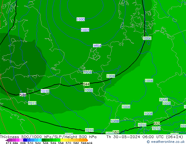 Thck 500-1000hPa Arpege-eu Th 30.05.2024 06 UTC