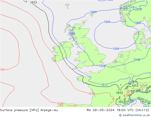 Surface pressure Arpege-eu We 29.05.2024 18 UTC