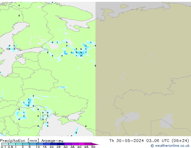 Niederschlag Arpege-eu Do 30.05.2024 06 UTC