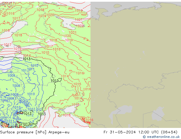 Pressione al suolo Arpege-eu ven 31.05.2024 12 UTC