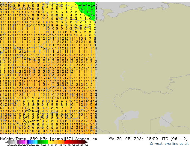 Height/Temp. 850 hPa Arpege-eu Mi 29.05.2024 18 UTC