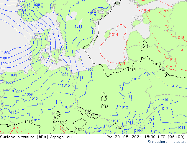 Surface pressure Arpege-eu We 29.05.2024 15 UTC