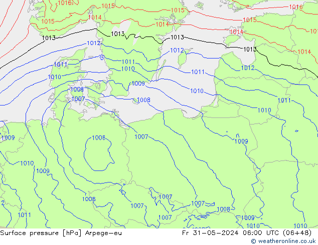 Luchtdruk (Grond) Arpege-eu vr 31.05.2024 06 UTC