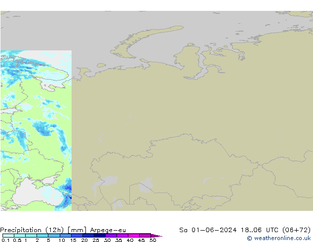 Precipitation (12h) Arpege-eu Sa 01.06.2024 06 UTC