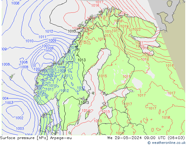 Bodendruck Arpege-eu Mi 29.05.2024 09 UTC