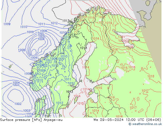 地面气压 Arpege-eu 星期三 29.05.2024 12 UTC