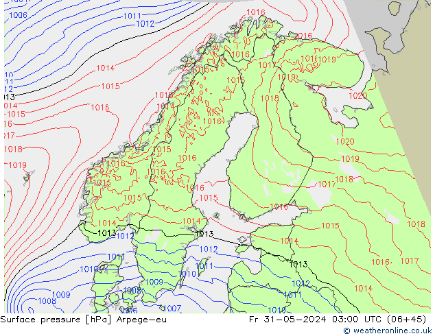 приземное давление Arpege-eu пт 31.05.2024 03 UTC