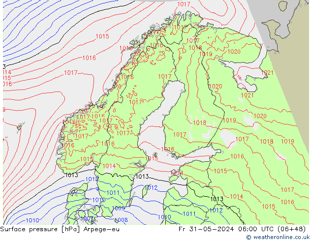 Surface pressure Arpege-eu Fr 31.05.2024 06 UTC