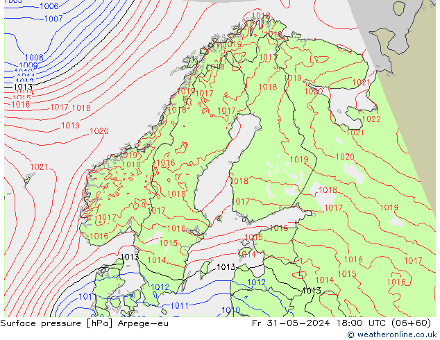 Surface pressure Arpege-eu Fr 31.05.2024 18 UTC