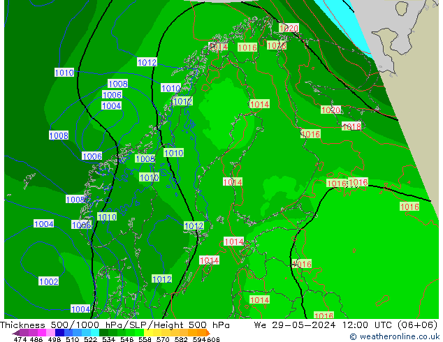 Schichtdicke 500-1000 hPa Arpege-eu Mi 29.05.2024 12 UTC