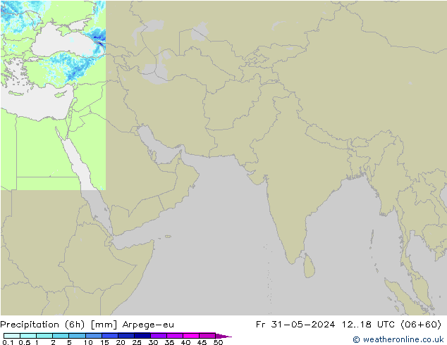 Totale neerslag (6h) Arpege-eu vr 31.05.2024 18 UTC