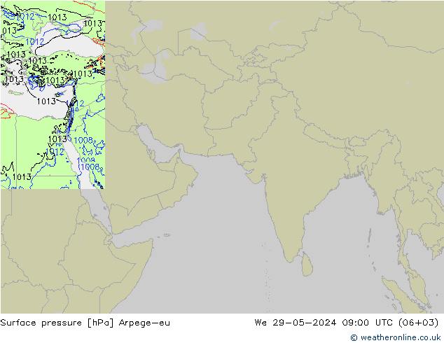 地面气压 Arpege-eu 星期三 29.05.2024 09 UTC