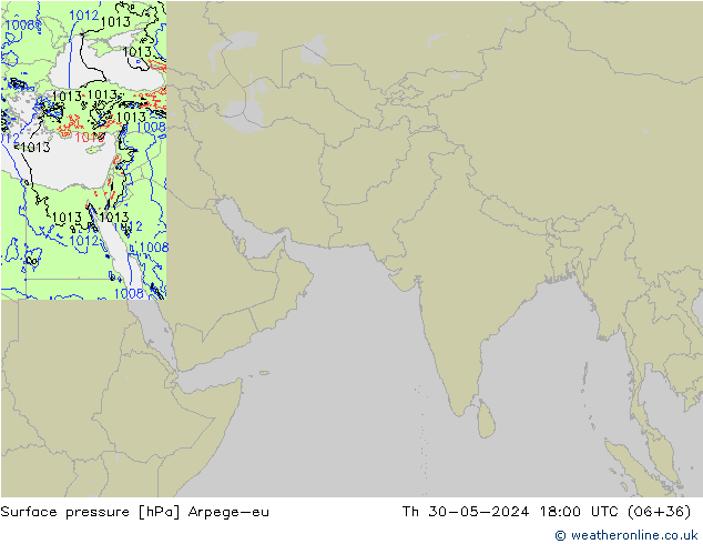 Pressione al suolo Arpege-eu gio 30.05.2024 18 UTC