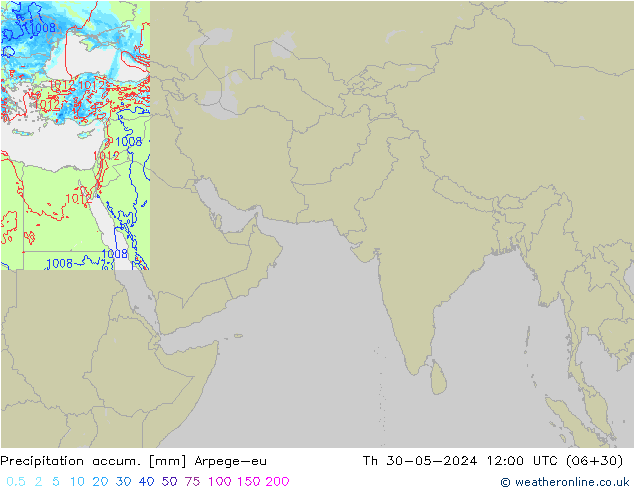 Precipitation accum. Arpege-eu Qui 30.05.2024 12 UTC