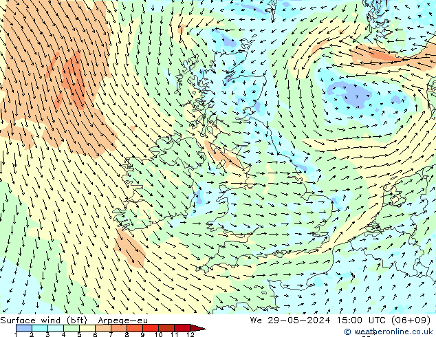  10 m (bft) Arpege-eu  29.05.2024 15 UTC