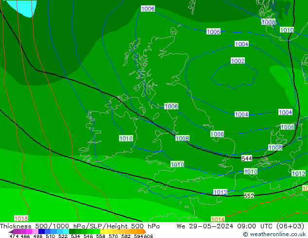 Thck 500-1000hPa Arpege-eu St 29.05.2024 09 UTC