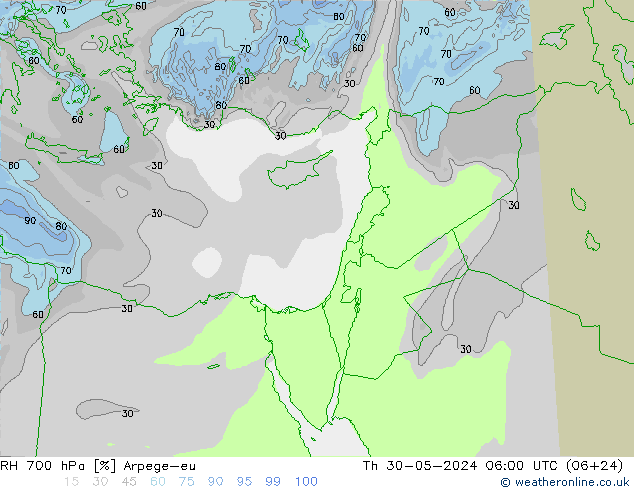 RV 700 hPa Arpege-eu do 30.05.2024 06 UTC