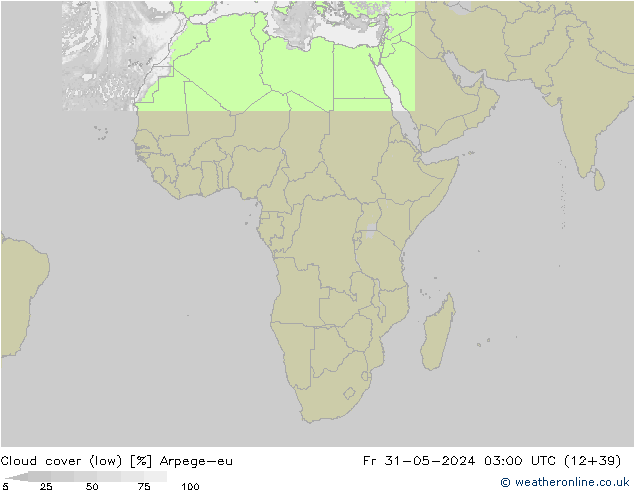 nízká oblaka Arpege-eu Pá 31.05.2024 03 UTC